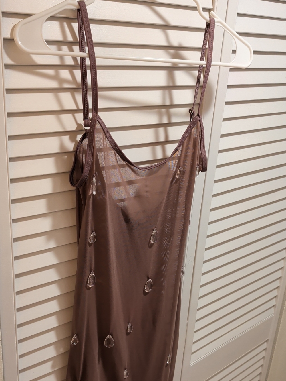 EGO Sheer Mauve Slip Dress with Teardrop Accents Cover-up
